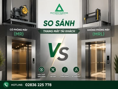 So sánh thang máy tải khách Có phòng máy (MR) và Không phòng máy (MRL)